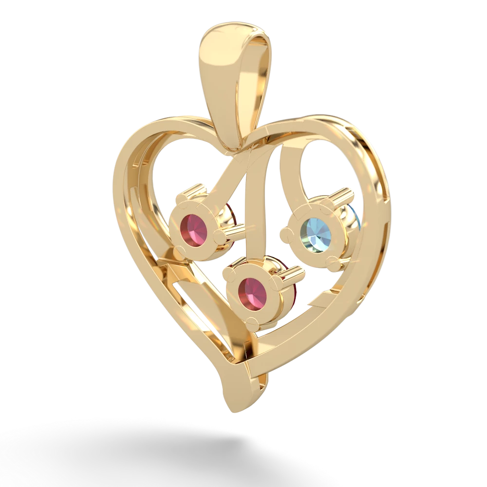 Blue Topaz Glowing Heart 14K Yellow Gold pendant P2233