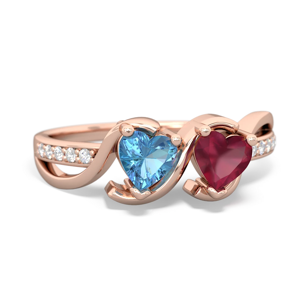 Blue Topaz Side By Side 14K Rose Gold ring R3090