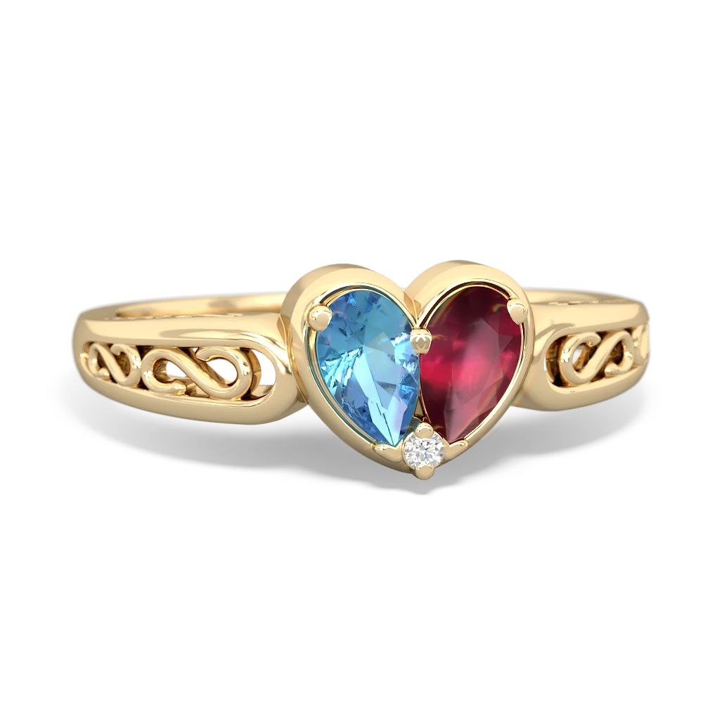 Ruby and blue topaz outlet ring