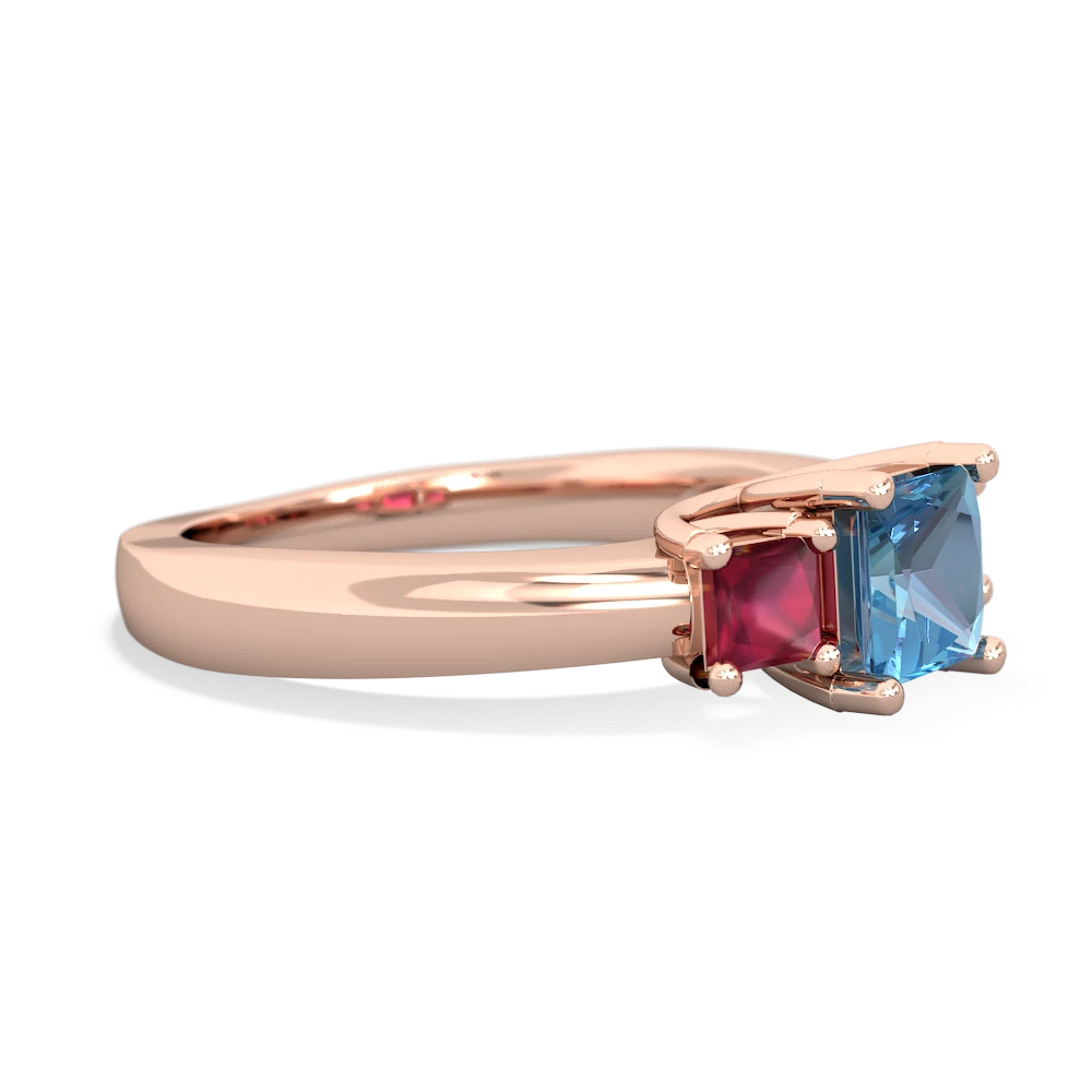 Blue Topaz Three Stone Trellis 14K Rose Gold ring R4015