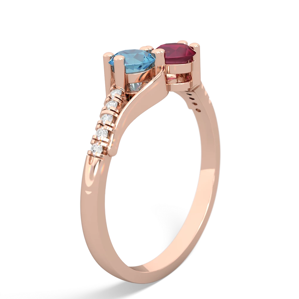 Blue Topaz Infinity Pave Two Stone 14K Rose Gold ring R5285