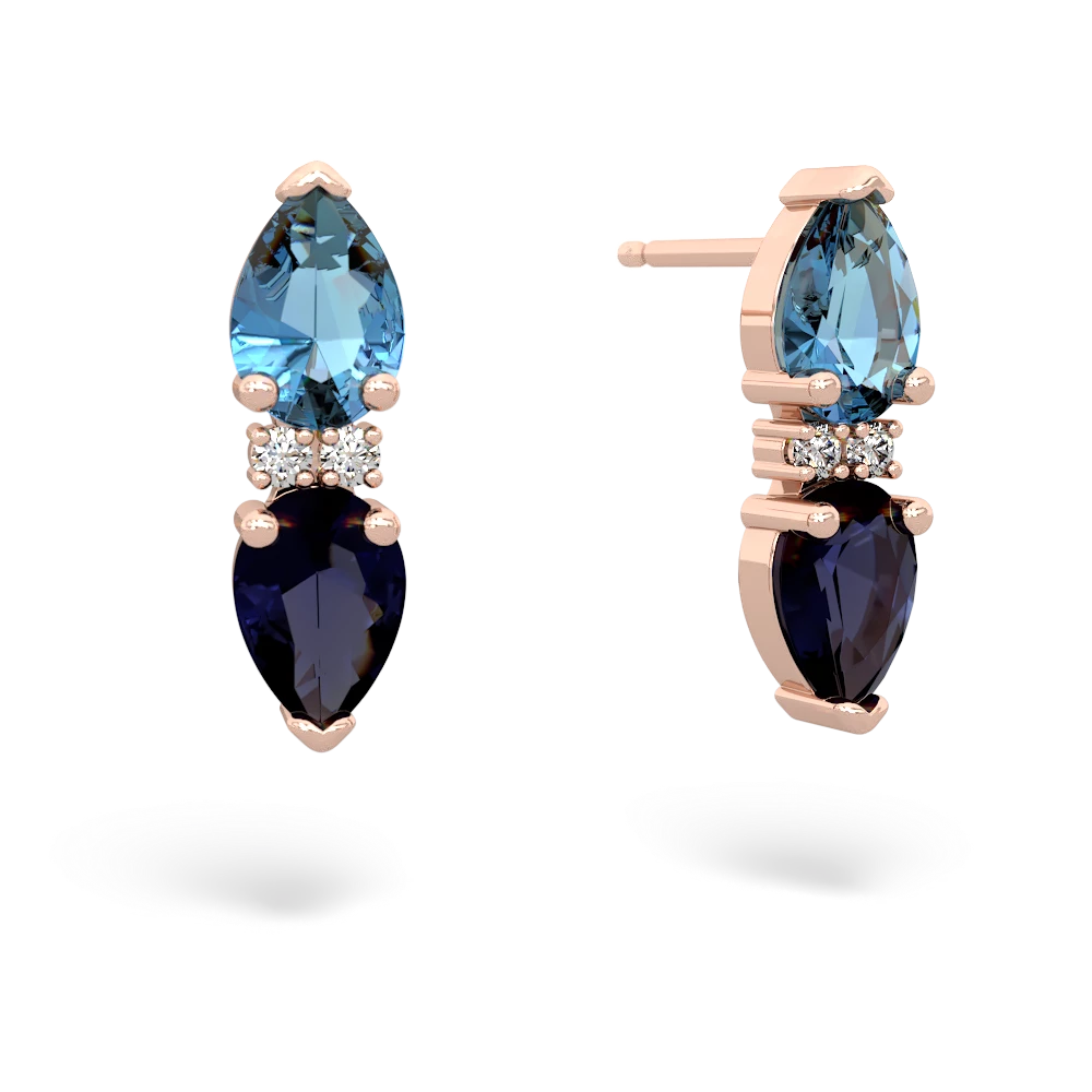 Blue Topaz Bowtie Drop 14K Rose Gold earrings E0865