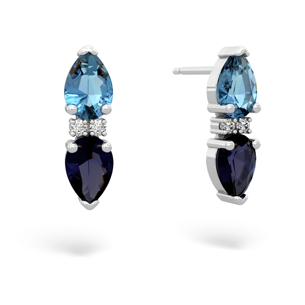 Blue Topaz Bowtie Drop 14K White Gold earrings E0865