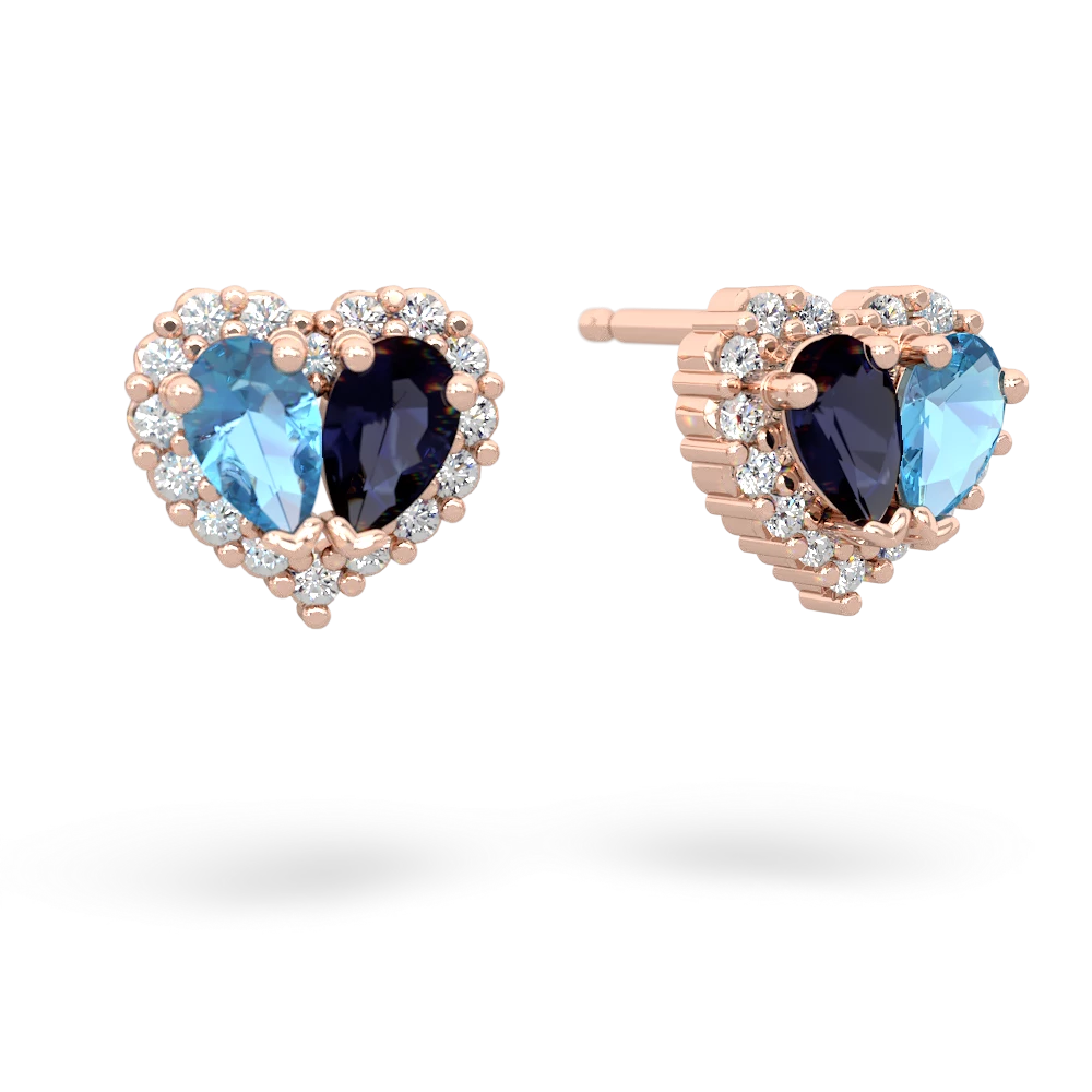 Blue Topaz Halo 14K Rose Gold earrings E7008