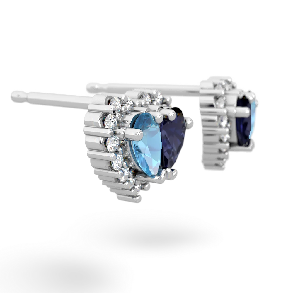 Blue Topaz Halo 14K White Gold earrings E7008