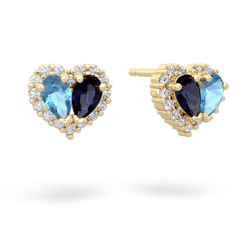 Blue Topaz Halo 14K Yellow Gold earrings E7008