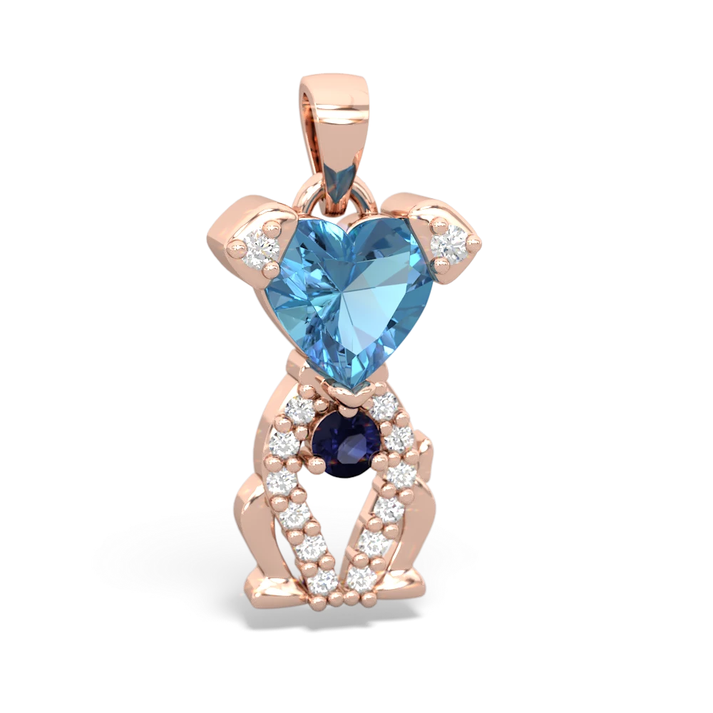 Blue Topaz Puppy Love 14K Rose Gold pendant P5800