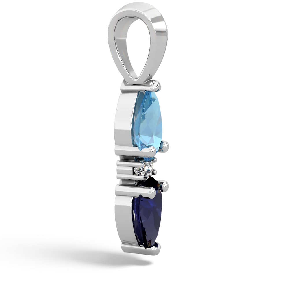 Blue Topaz Bowtie Drop 14K White Gold pendant P0865