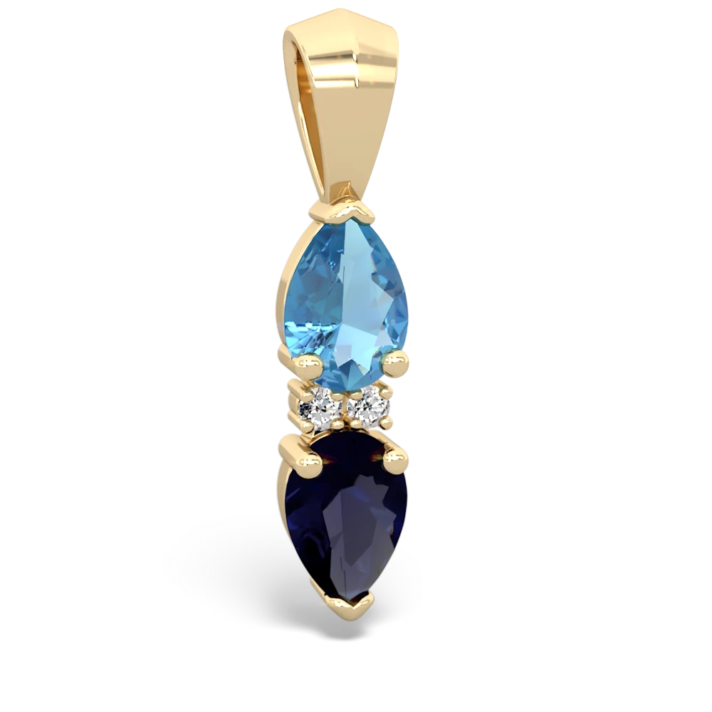 Blue Topaz Bowtie Drop 14K Yellow Gold pendant P0865