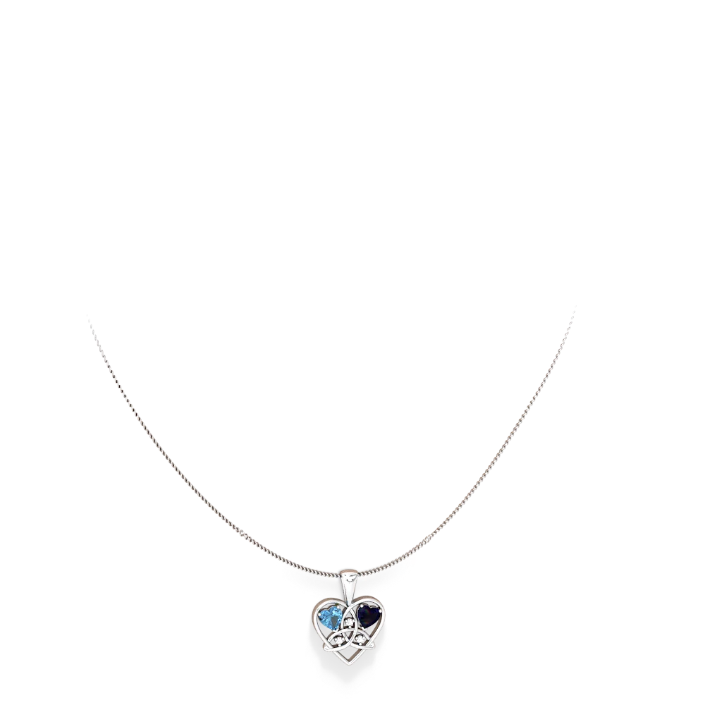 Blue Topaz Celtic Trinity Heart 14K White Gold pendant P5331