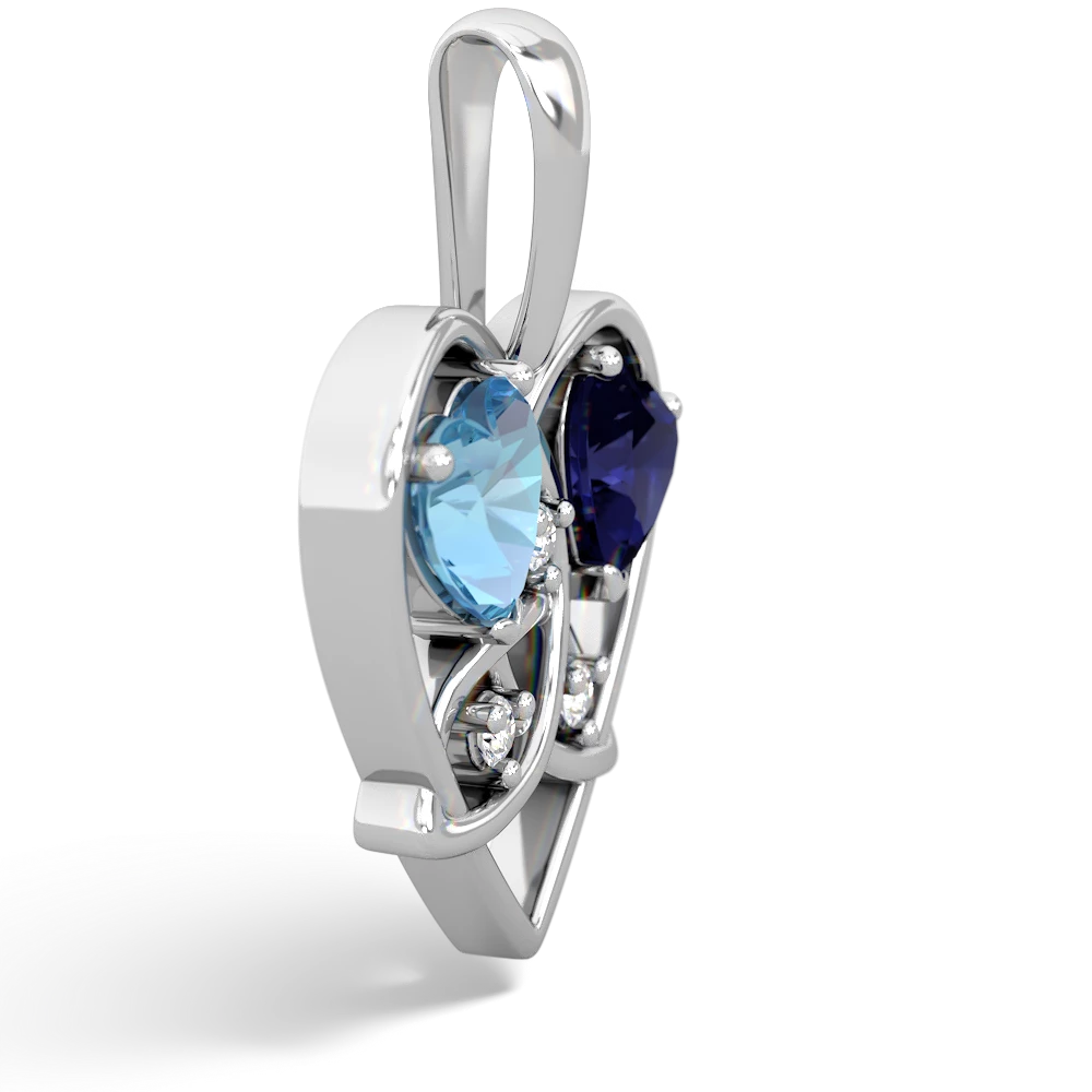 Blue Topaz Celtic Trinity Heart 14K White Gold pendant P5331