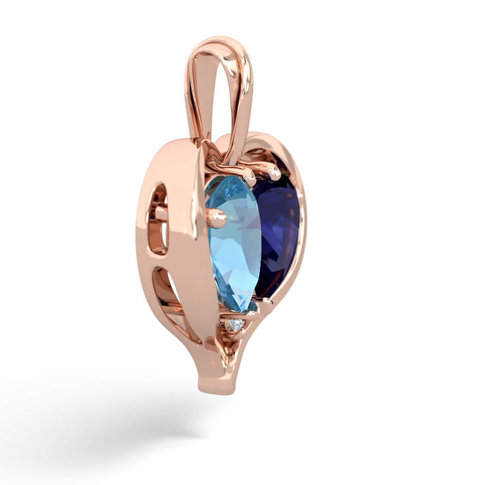 Blue Topaz Two Become One 14K Rose Gold pendant P5330