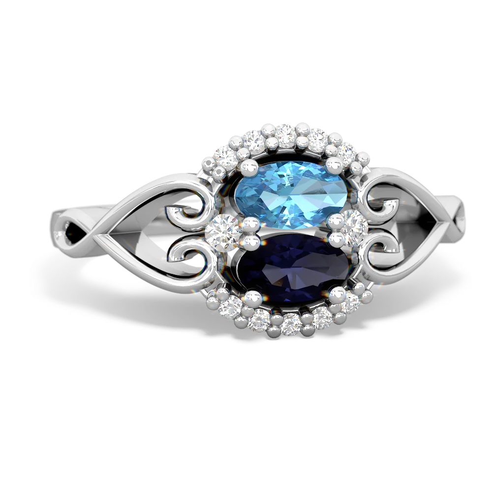 Blue Topaz Love Nest 14K White Gold ring R5860