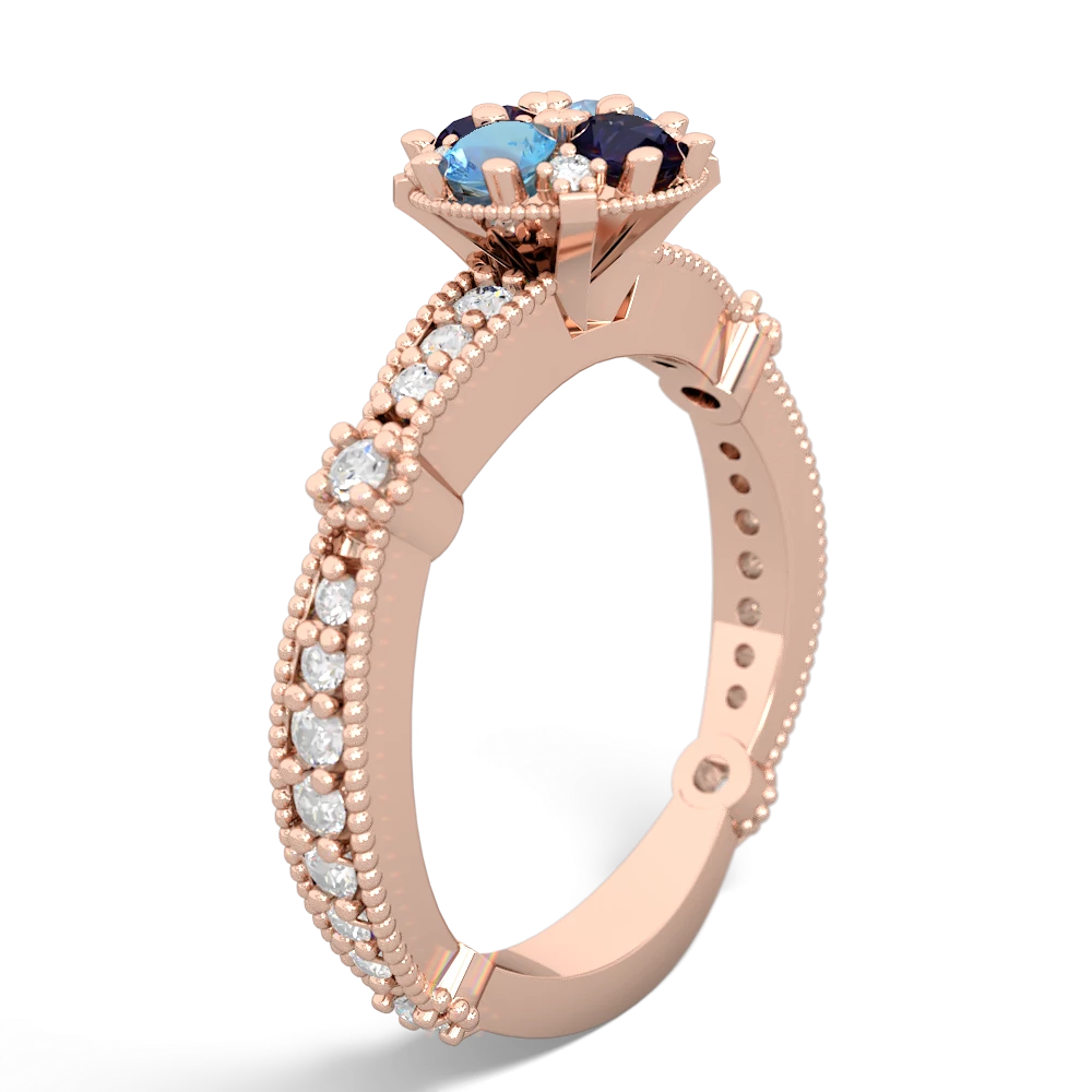 Blue Topaz Sparkling Tiara Cluster 14K Rose Gold ring R26293RD