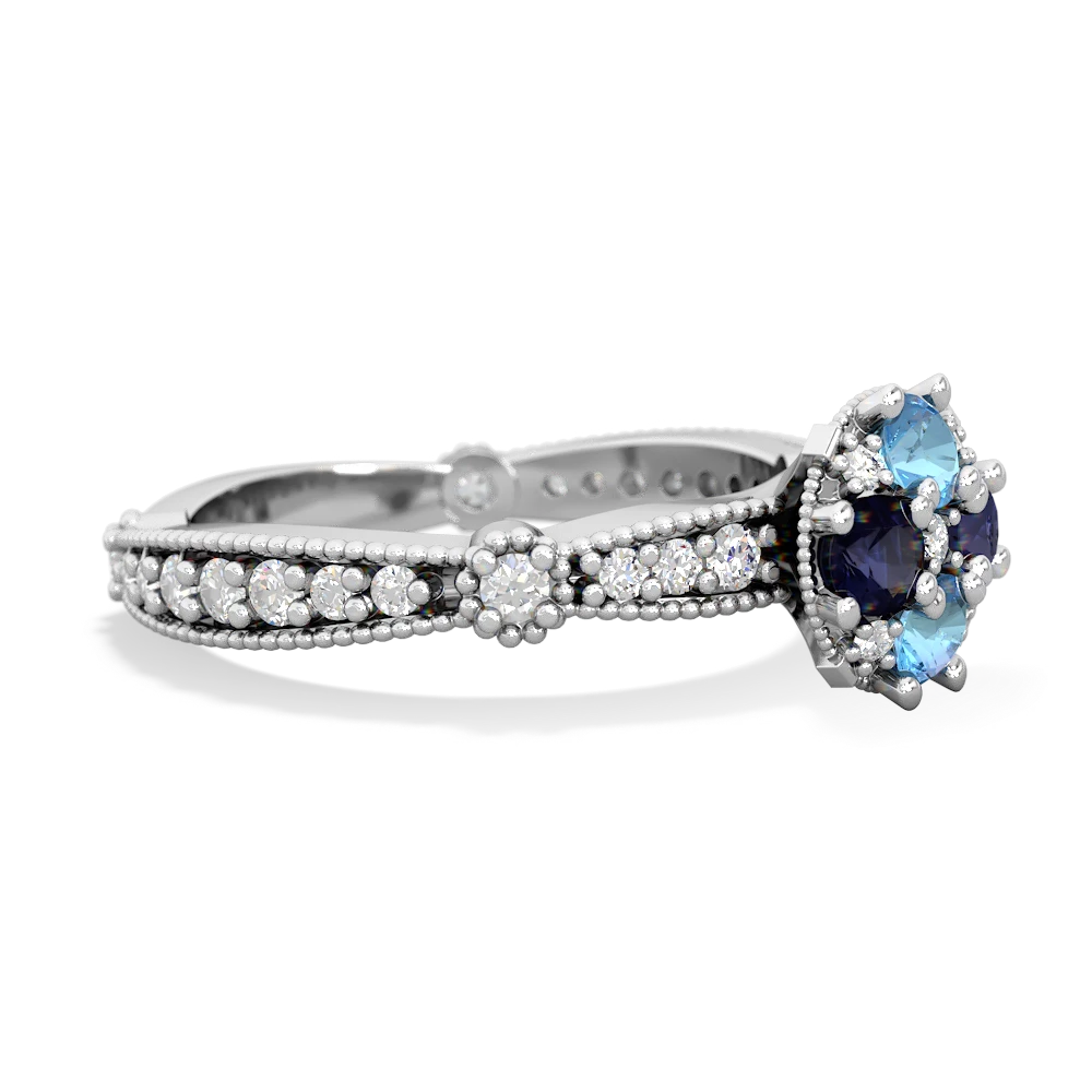 Blue Topaz Sparkling Tiara Cluster 14K White Gold ring R26293RD