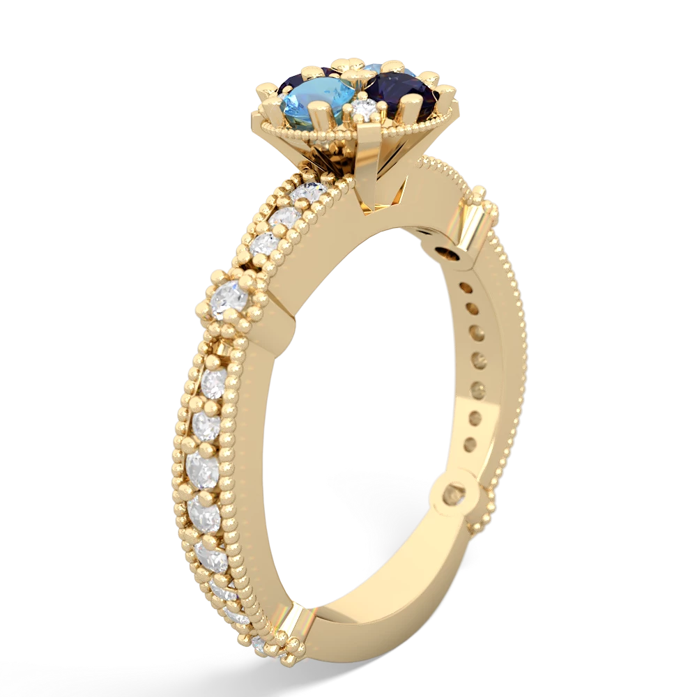 Blue Topaz Sparkling Tiara Cluster 14K Yellow Gold ring R26293RD