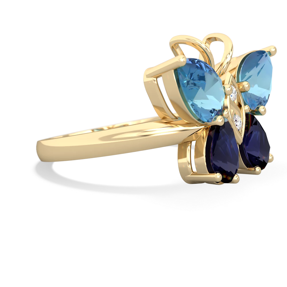 Blue Topaz Butterfly 14K Yellow Gold ring R2215