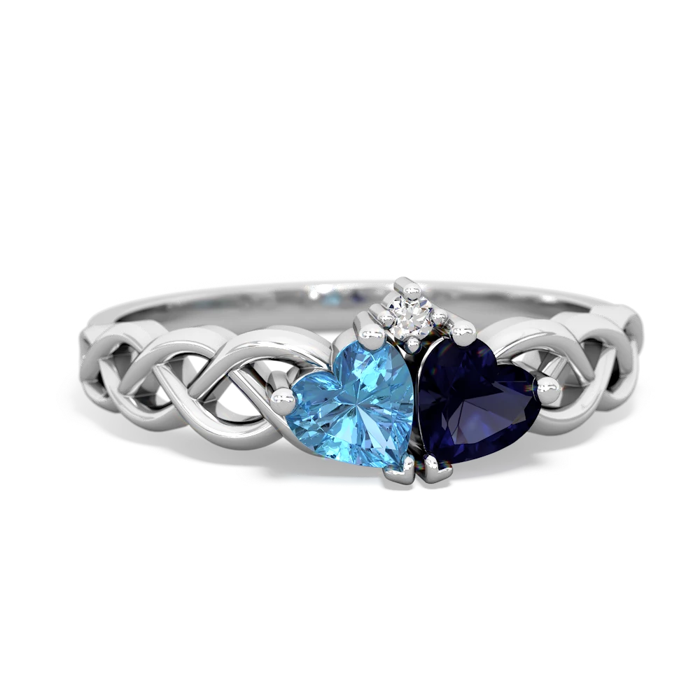 Blue Topaz Heart To Heart Braid 14K White Gold ring R5870