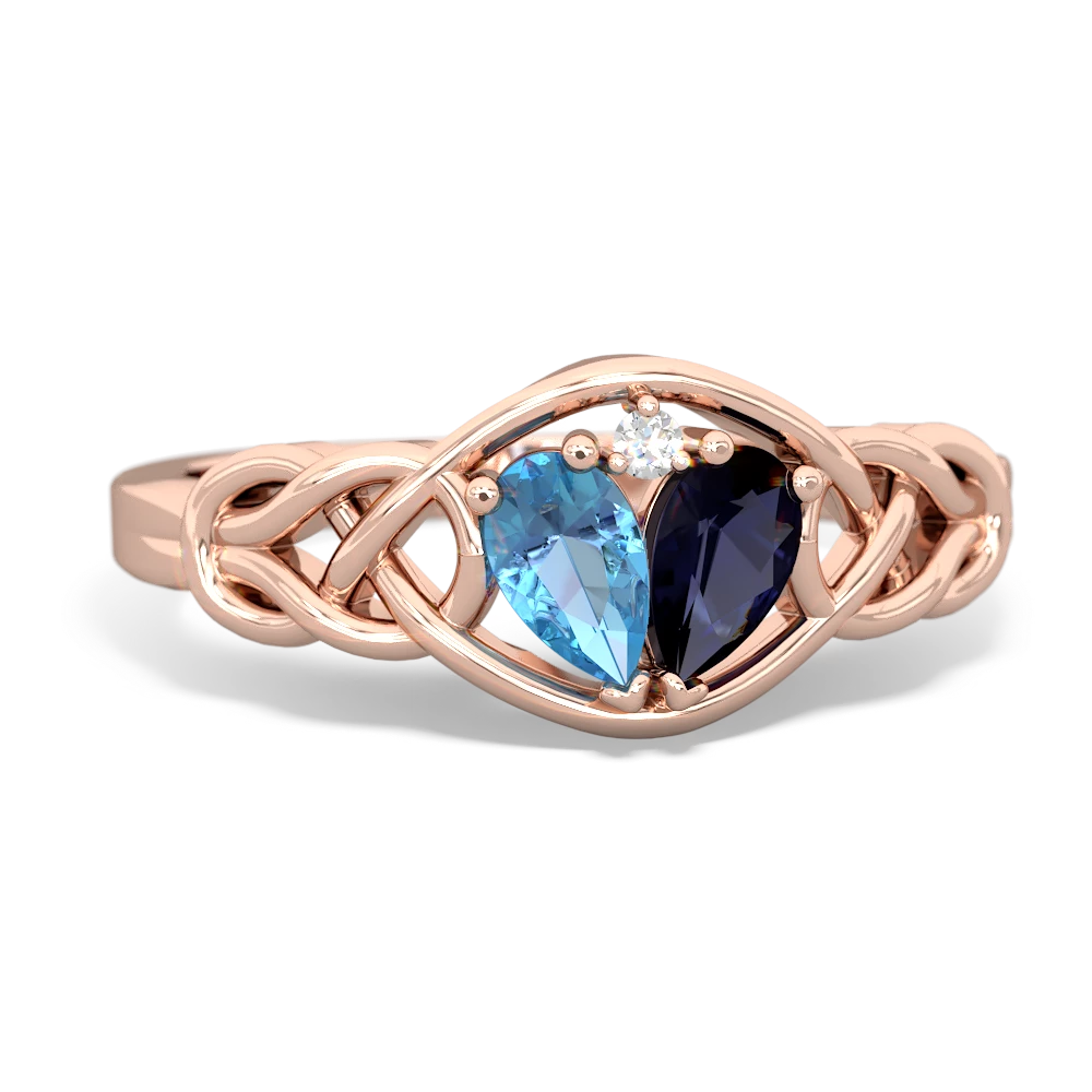 Blue Topaz Celtic Love Knot 14K Rose Gold ring R5420