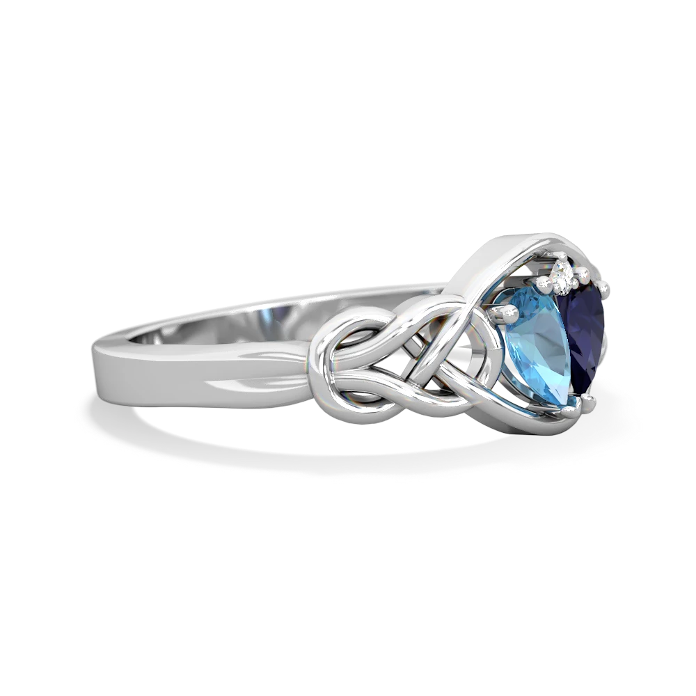 Blue Topaz Celtic Love Knot 14K White Gold ring R5420