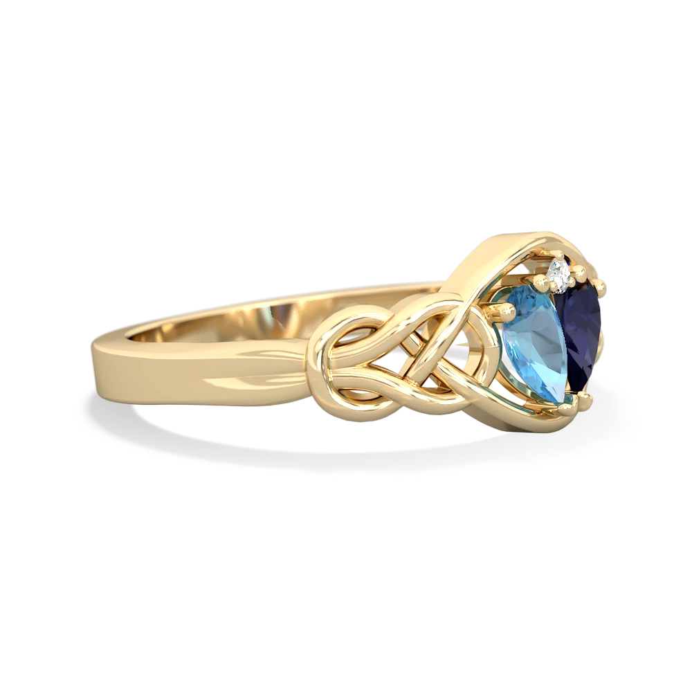 Blue Topaz Celtic Love Knot 14K Yellow Gold ring R5420