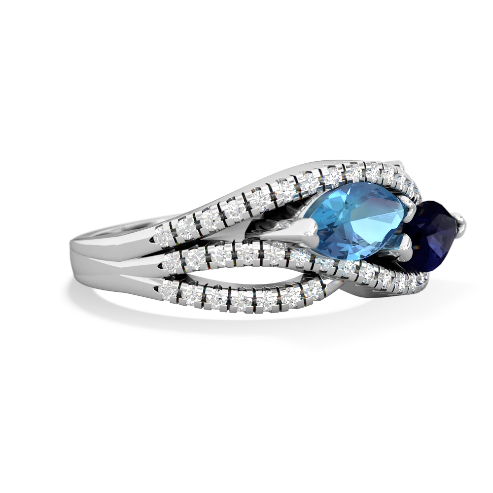 Blue Topaz Diamond Rivers 14K White Gold ring R3070