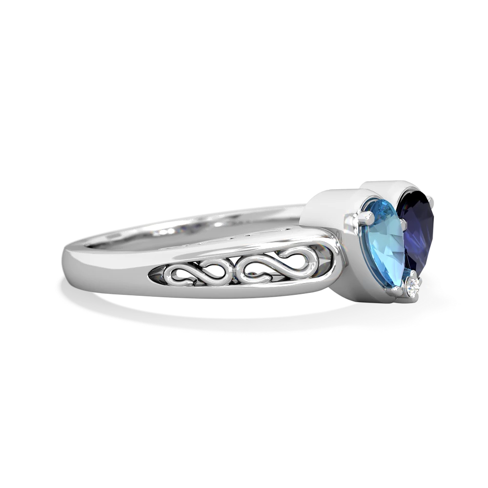 Blue Topaz Filligree 'One Heart' 14K White Gold ring R5070