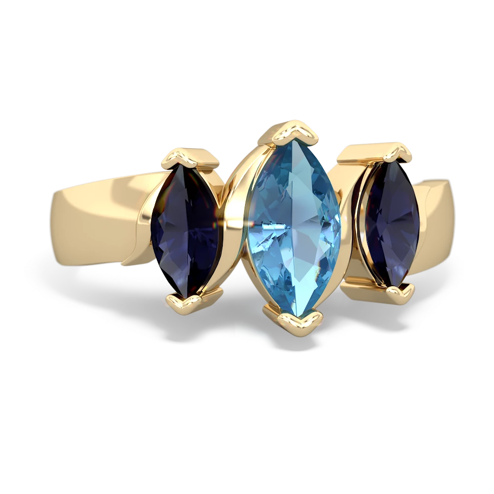 Blue Topaz Three Peeks 14K Yellow Gold ring R2433