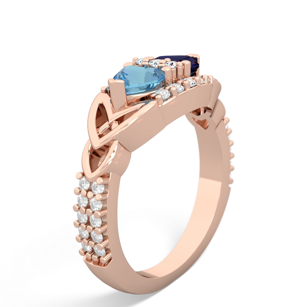 Blue Topaz Sparkling Celtic Knot 14K Rose Gold ring R2645