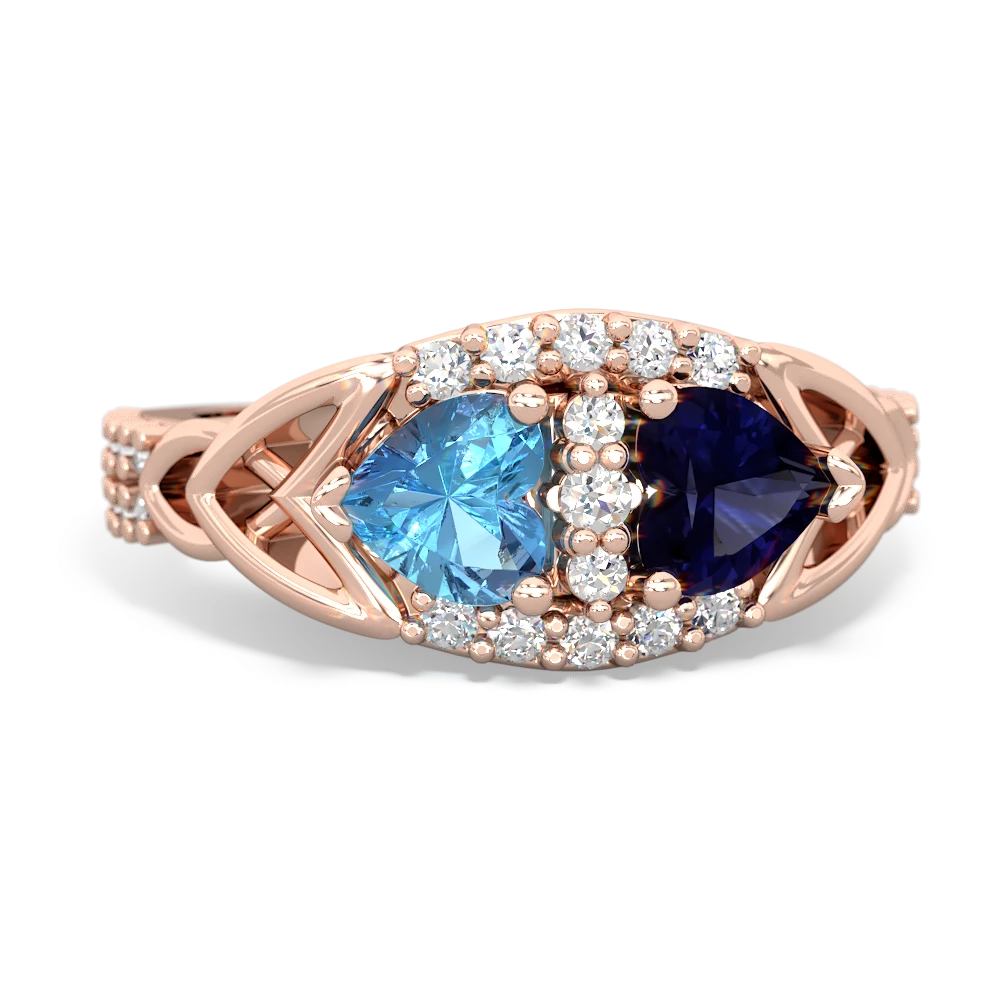 Blue Topaz Sparkling Celtic Knot 14K Rose Gold ring R2645