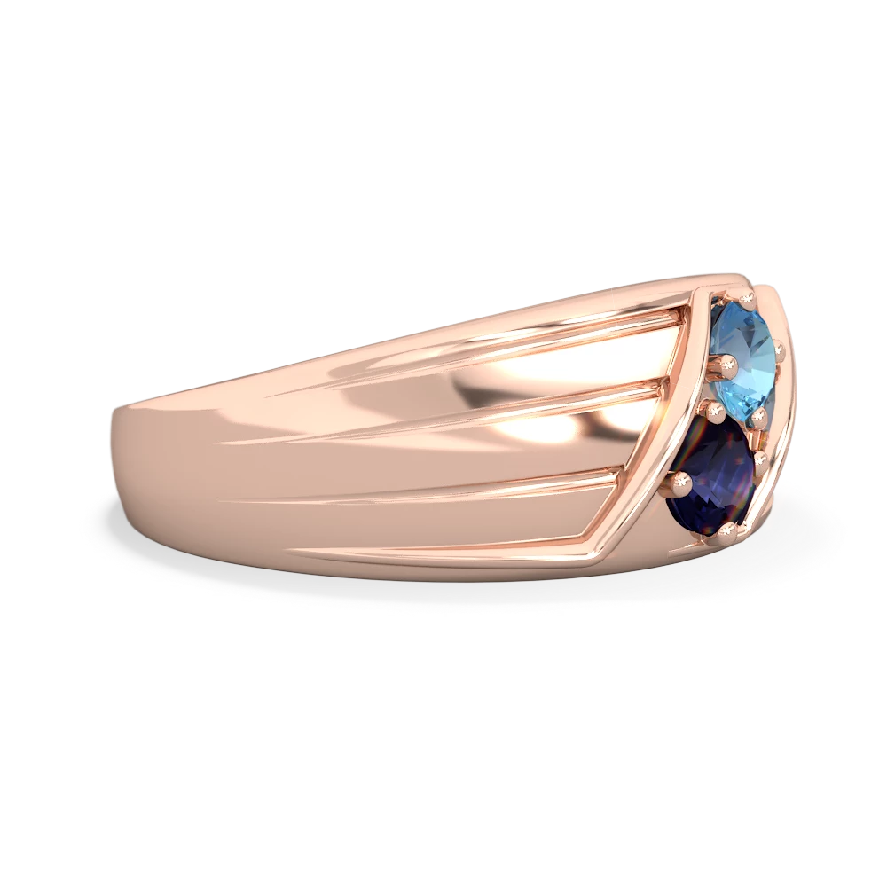 Blue Topaz Men's Streamline 14K Rose Gold ring R0460