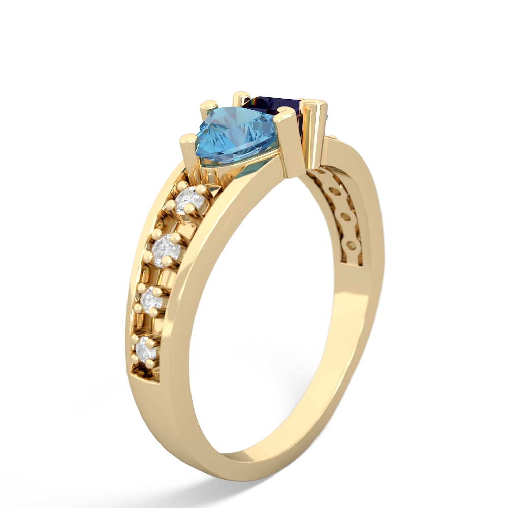 Blue Topaz Heart To Heart 14K Yellow Gold ring R3342