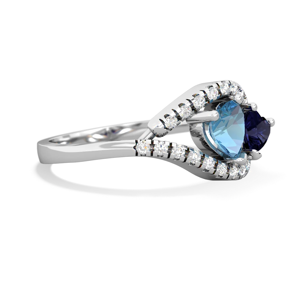 Blue Topaz Mother And Child 14K White Gold ring R3010