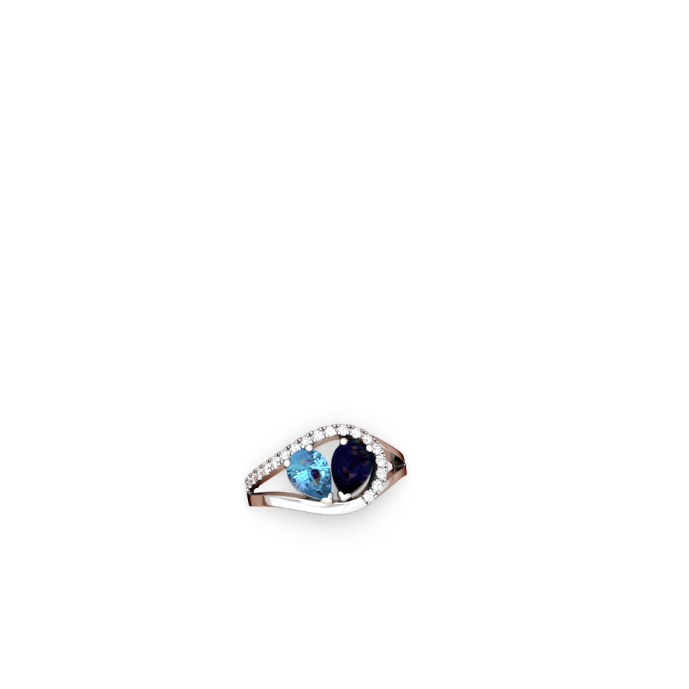 Blue Topaz Nestled Heart Keepsake 14K White Gold ring R5650