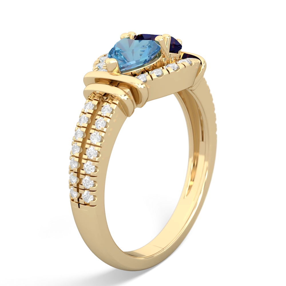 Blue Topaz Art-Deco Keepsake 14K Yellow Gold ring R5630