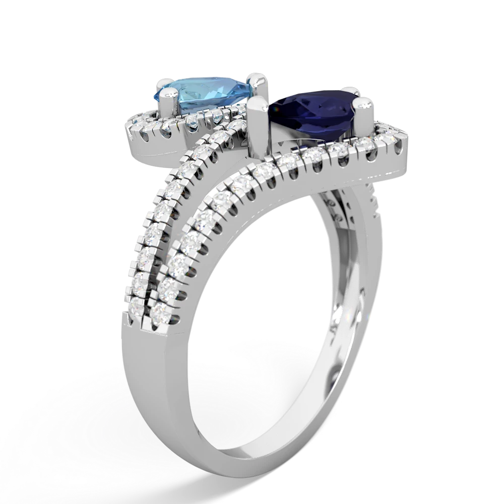 Blue Topaz Diamond Dazzler 14K White Gold ring R3000