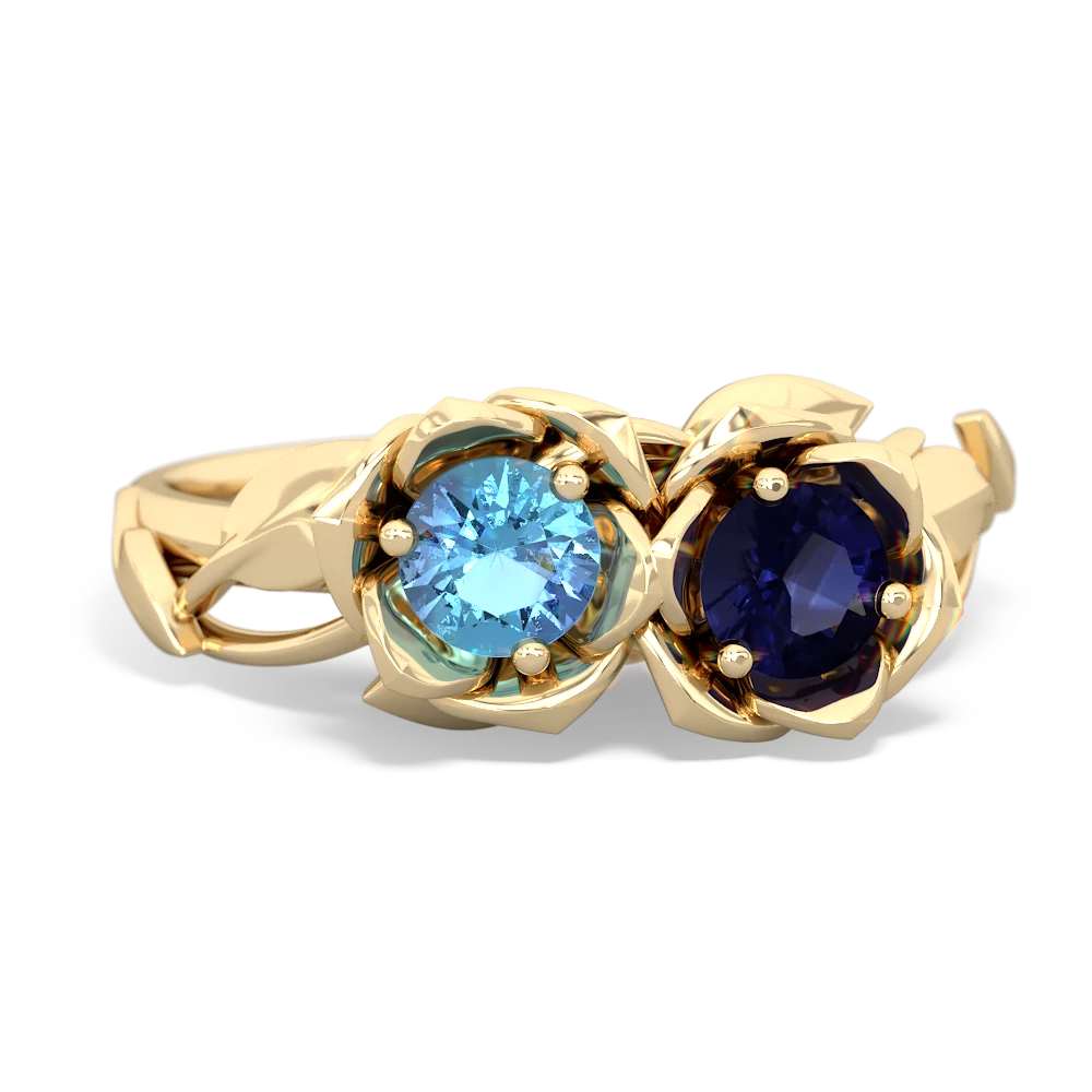 Blue Topaz Rose Garden 14K Yellow Gold ring R5510