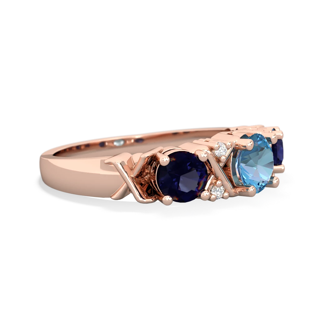 Blue Topaz Hugs And Kisses 14K Rose Gold ring R5016