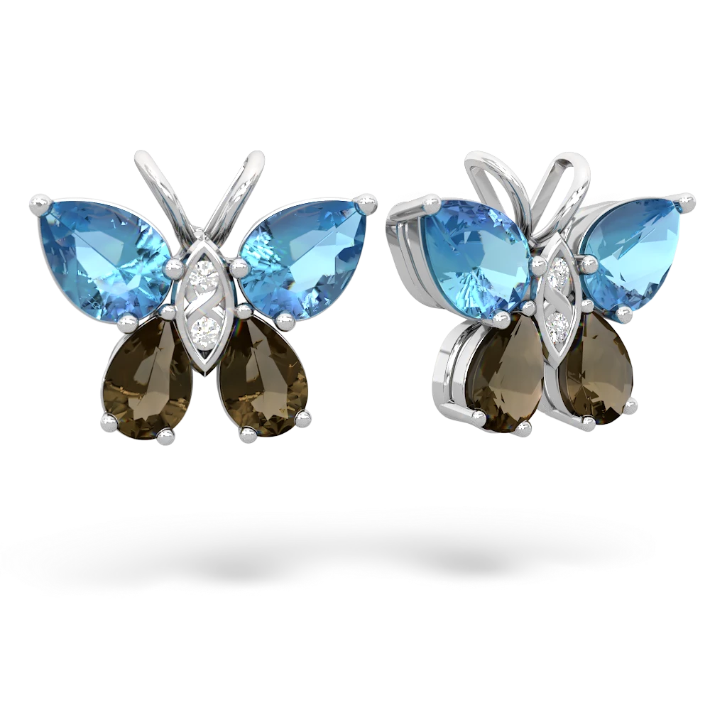 Blue Topaz Butterfly 14K White Gold earrings E2215