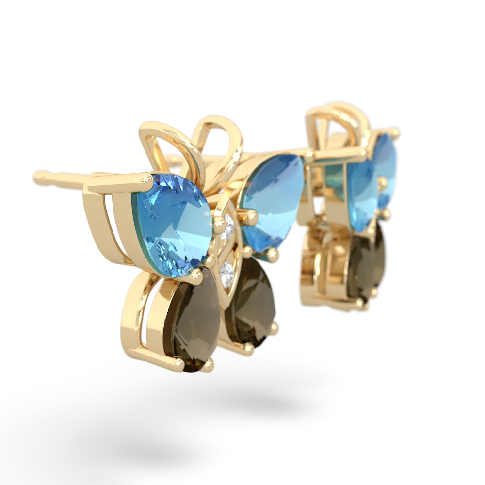 Blue Topaz Butterfly 14K Yellow Gold earrings E2215