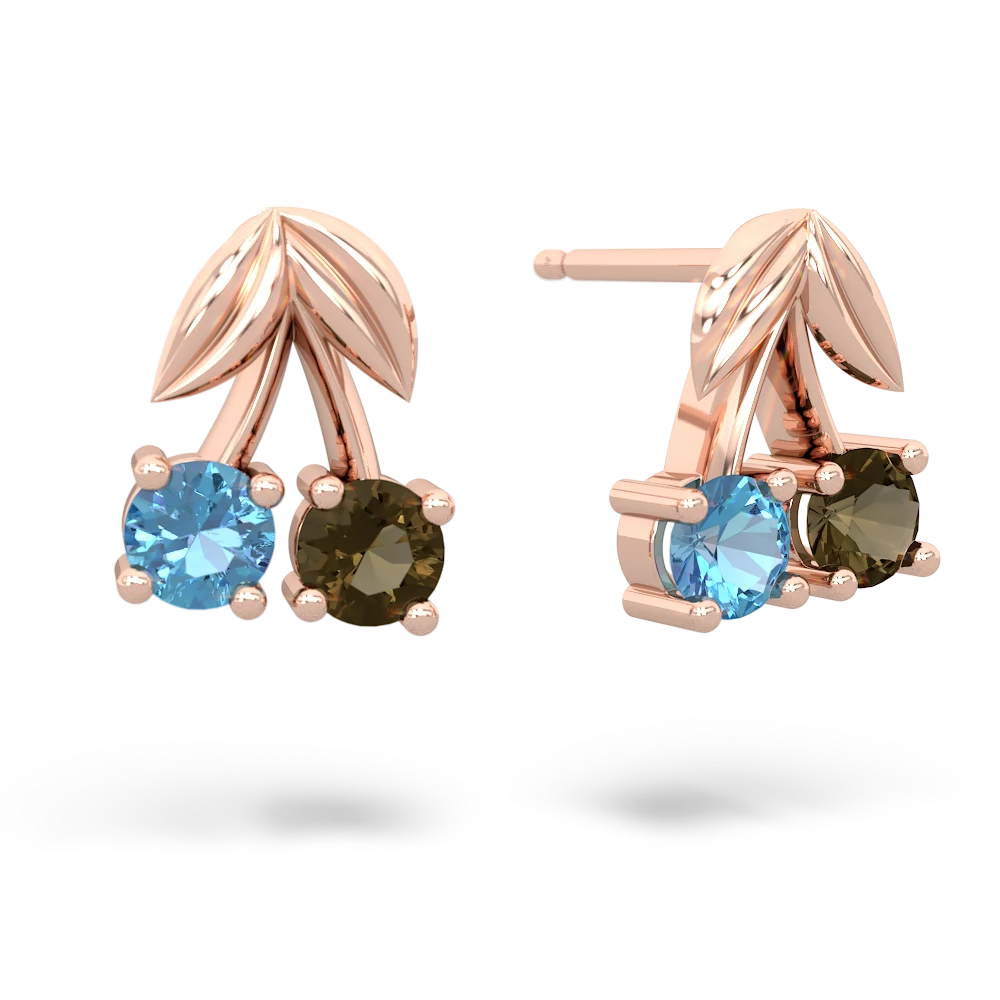 Blue Topaz Sweet Cherries 14K Rose Gold earrings E7001