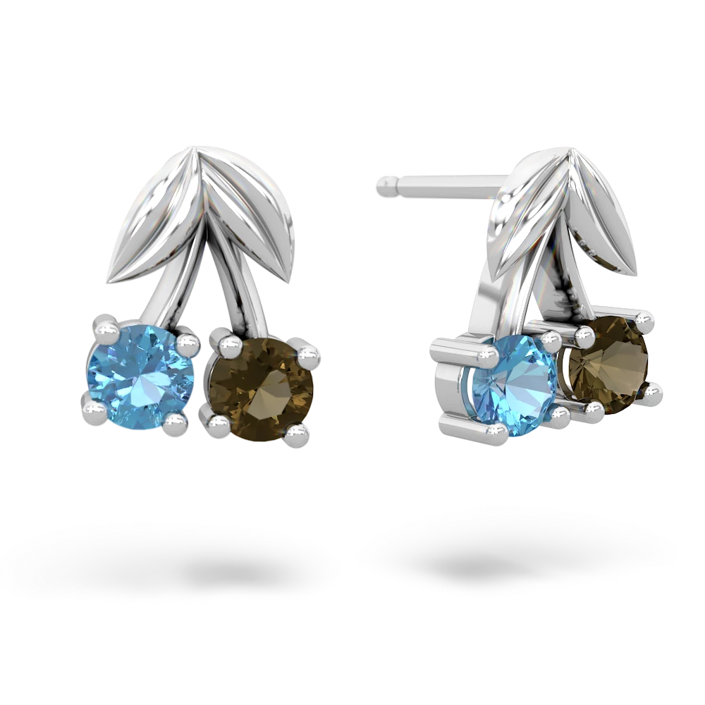 Blue Topaz Sweet Cherries 14K White Gold earrings E7001