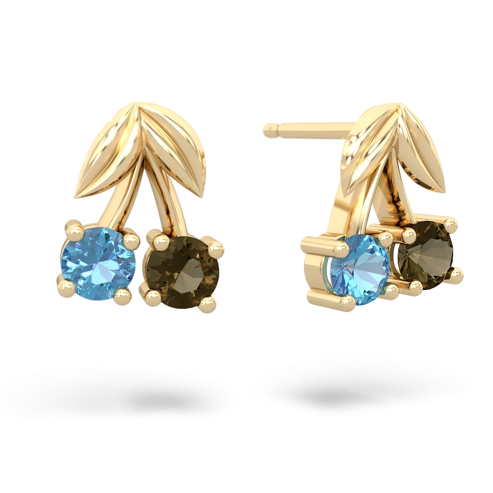 Blue Topaz Sweet Cherries 14K Yellow Gold earrings E7001