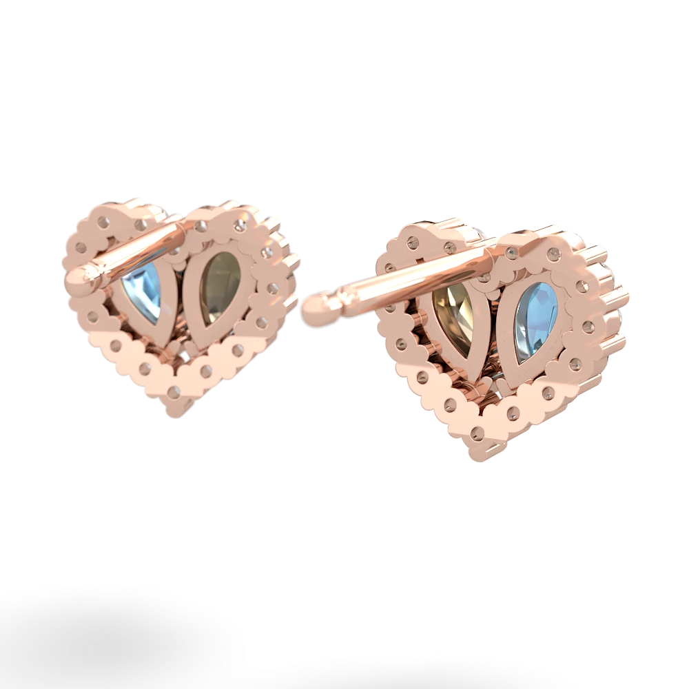 Blue Topaz Halo 14K Rose Gold earrings E7008