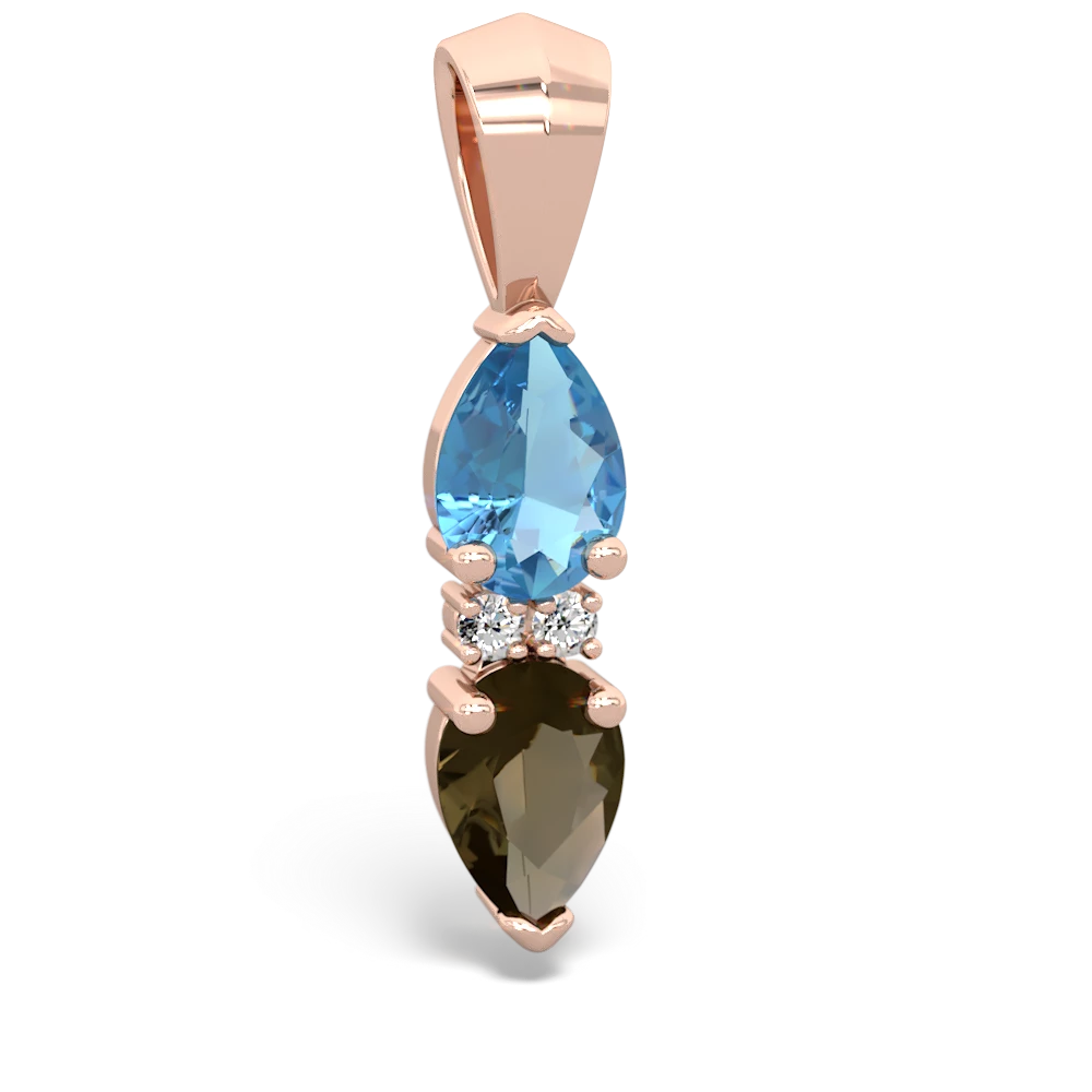 Blue Topaz Bowtie Drop 14K Rose Gold pendant P0865