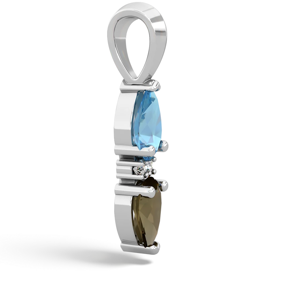 Blue Topaz Bowtie Drop 14K White Gold pendant P0865