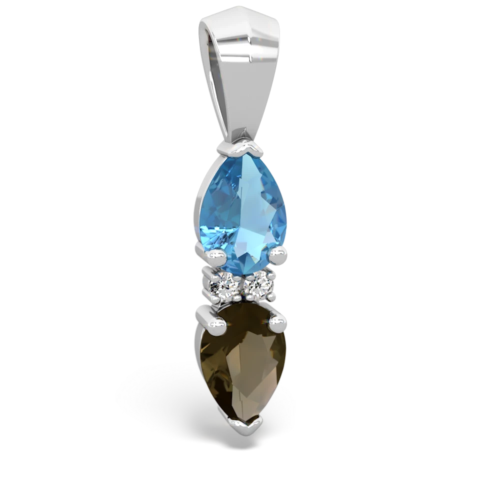 Blue Topaz Bowtie Drop 14K White Gold pendant P0865