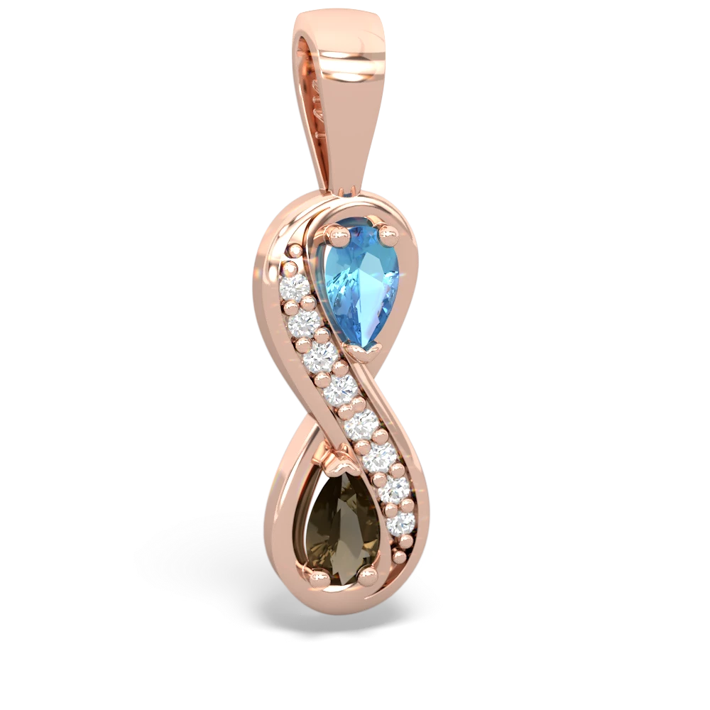 Blue Topaz Diamond Infinity 14K Rose Gold pendant P5390