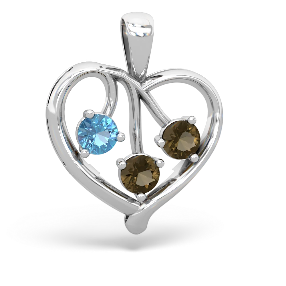 Blue Topaz Glowing Heart 14K White Gold pendant P2233