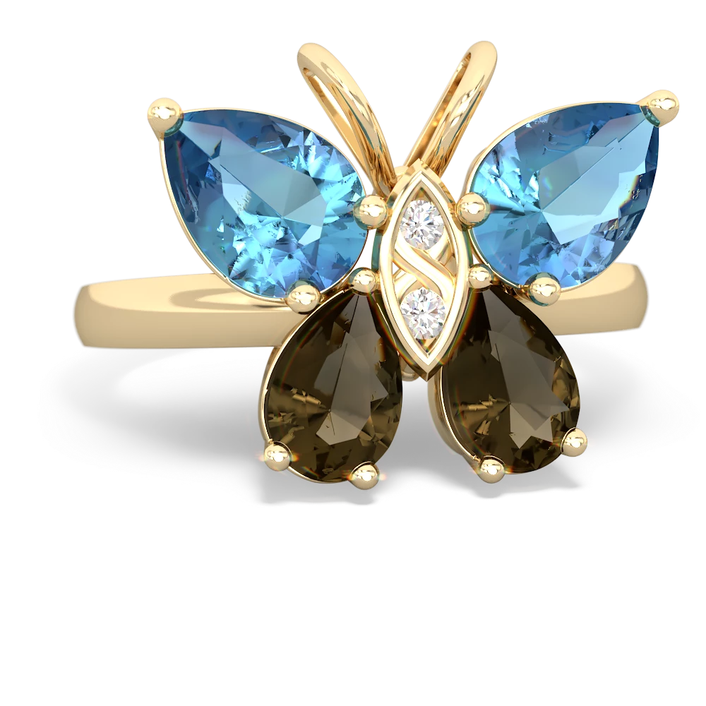 Blue Topaz Butterfly 14K Yellow Gold ring R2215